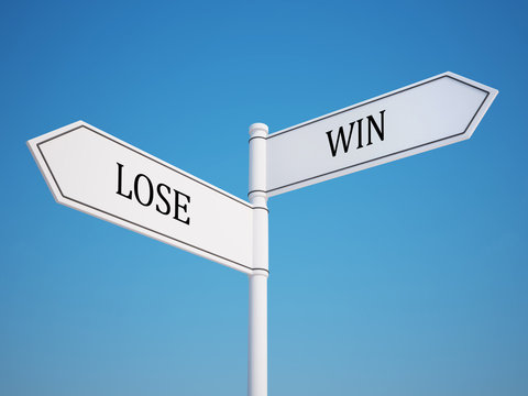Lose and Win Signpost with Clipping Path
