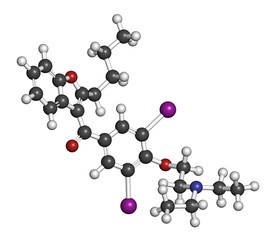 Amiodarone antiarrhythmic drug, chemical structure.