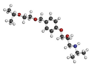 Bisoprolol beta blocker drug, chemical structure.
