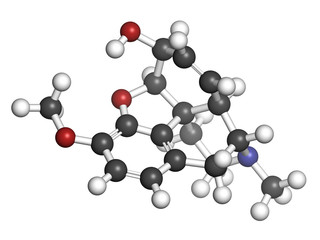 Codeine pain and cough relief drug, chemical structure.