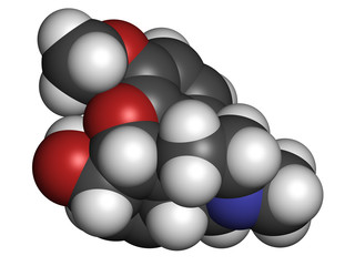 Codeine pain and cough relief drug, chemical structure.