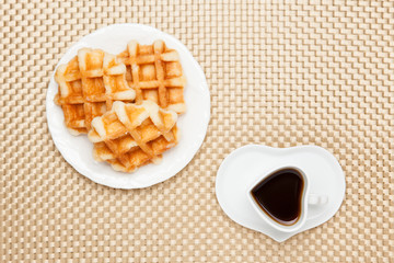 Obraz na płótnie Canvas coffee and waffles