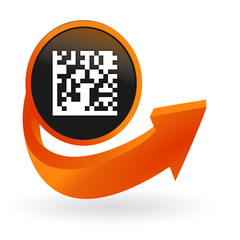 flash code sur web bouton flèche orange - obrazy, fototapety, plakaty