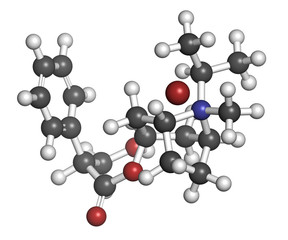 Ipratropium bromide asthma and COPD drug, chemical structure.