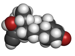 Levonorgestrel contraceptive pill drug, chemical structure.