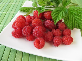 Frisch gepflückte Himbeeren