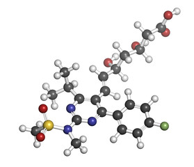 Rosuvastatin cholesterol lowering drug (statin class).