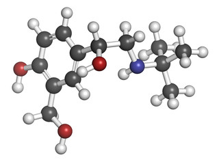 Salbutamol (albuterol) asthma and COPD drug, chemical structure.
