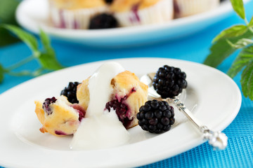 Muffins with blackberries.