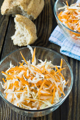 Coleslaw salad with shredded cabbage and carrot