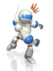 Rendered image depicting the robot fighting