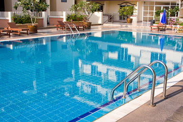 Swimming pool in spa resort, Thailand.