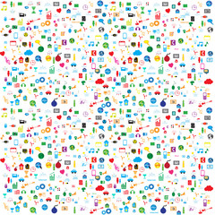 Obraz premium Icons social network background with media icons