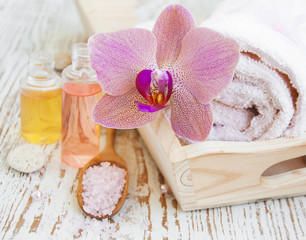 Spa set with orchids