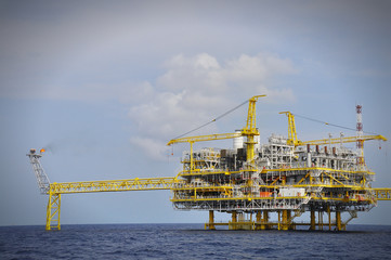 The offshore oil rig in the gulf of Thailand.