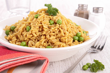 plate of rice and pea