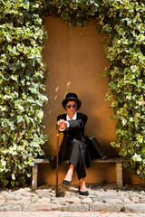 portrait woman in black dress