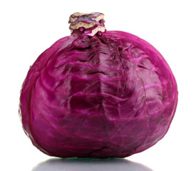 whole red cabbage isolated on white