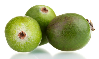 green feijoa fruit, isolated on white