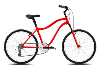 Red Bicycle on a white background. Vector.
