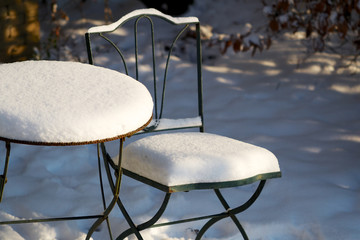 Bistro set in the snow