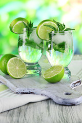 Glasses of cocktail with ice