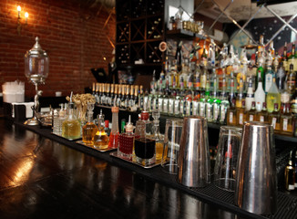 Bitters and infusions on bar counter