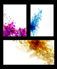 Set of abstract cards with flowers