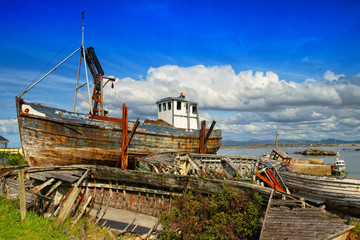 Fototapeta na wymiar Ireland. Old shipwrecks