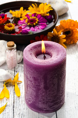 Spa with wildflowers