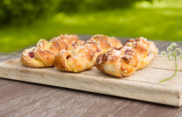 Fresh baked pastry in garden