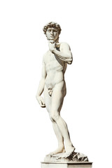 Fototapeta na wymiar David di Michelangelo, isolato su sfondo bianco