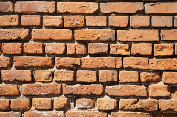 Old red brick wall texture