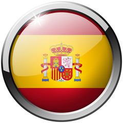 Spain silver glass realistic flag on white background