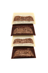 Stake of different chocolate bars.