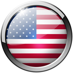 USA Round Metal Glass shiny realistic Button