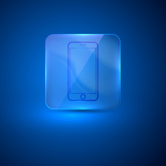 glass icon with mobile phone sign