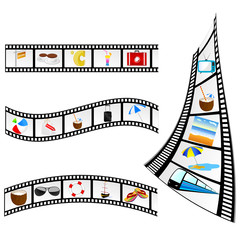 Fototapeta premium film tape with beach items vector illustration