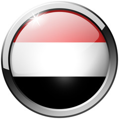 Obraz premium Yemen Round Metal Glass shiny Button