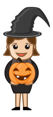 Halloween Girl with Pumpkin Vector