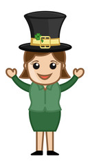 Happy Girl on St. Patrick's Day - Business Cartoon Characters