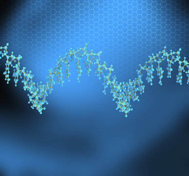 blue scientific background with DNA molecule