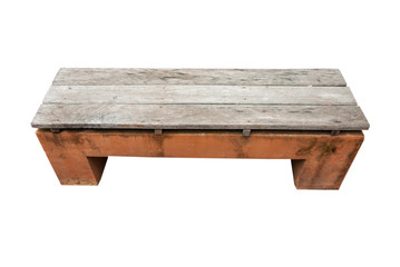 Stone Bench isolated on white - Old stone park bench