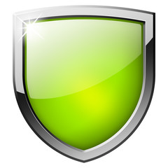 green glass realistic shiny shield