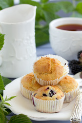 Muffins with blackberries.