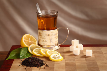 tea, lemon and refined sugar