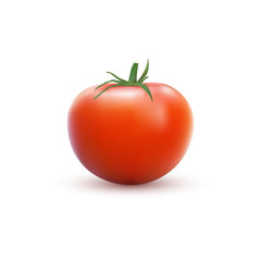 photo realistic image of red tomato on white