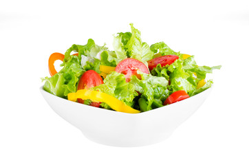 fresh salad in white bowl with clipping path