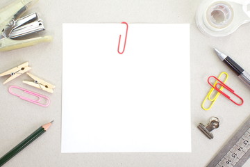 Colored papers with staple and stationery