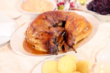 Hasenbraten mit Beilagen
